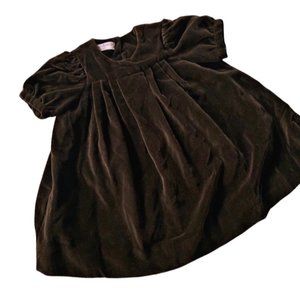 Marie Broderie Paris Chocolate Brown Velvet Dress 3T